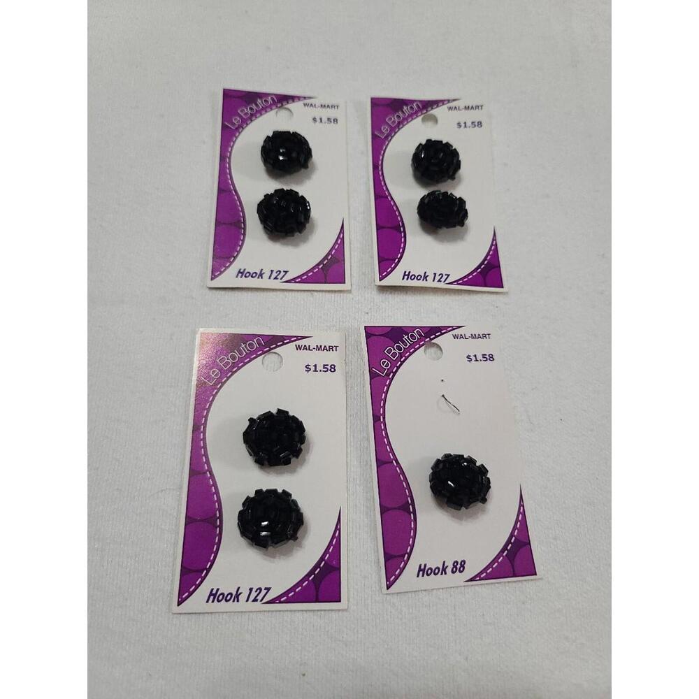 Le Bouton Button Bundle (7)Black Rosette 3/4" Shank Sewing Crafting Italy NOS - Picture 9 of 9